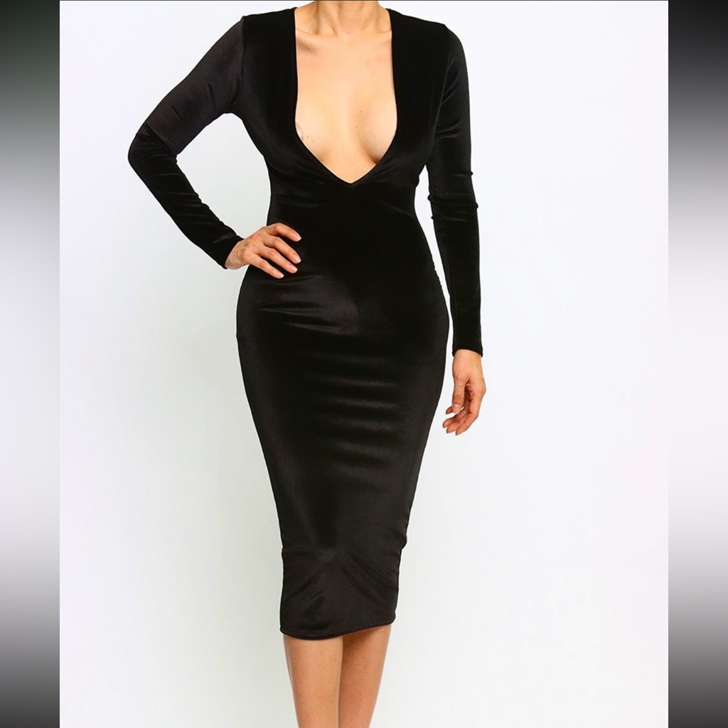 Black Velvet Midi Dress Size Small